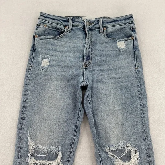Dear John Frankie Straight Cropped Distressed Ripped High Rise Jeans Women Sz 30 - Picture 3 of 8